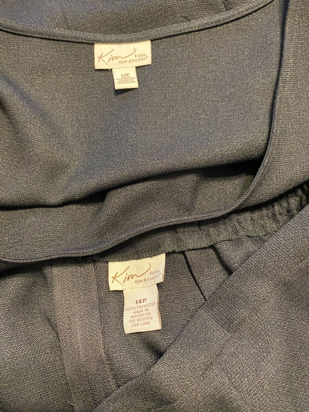 Kim‎ Rogers Black Sleeveless Crop Top with Wide-Leg Pants size 14P - Picture 3 of 3